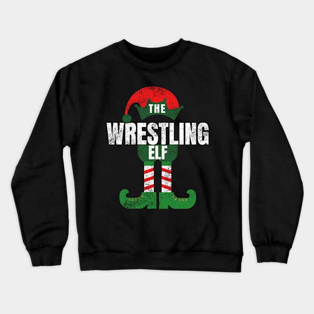 Wrestling Elf Christmas Gift Fighter Matching Family Pajamas Crewneck Sweatshirt by Smoothbeats